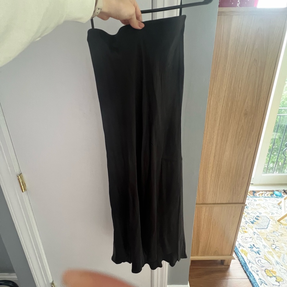 Black Satin Midi Skirt by Cotton Candy LA
